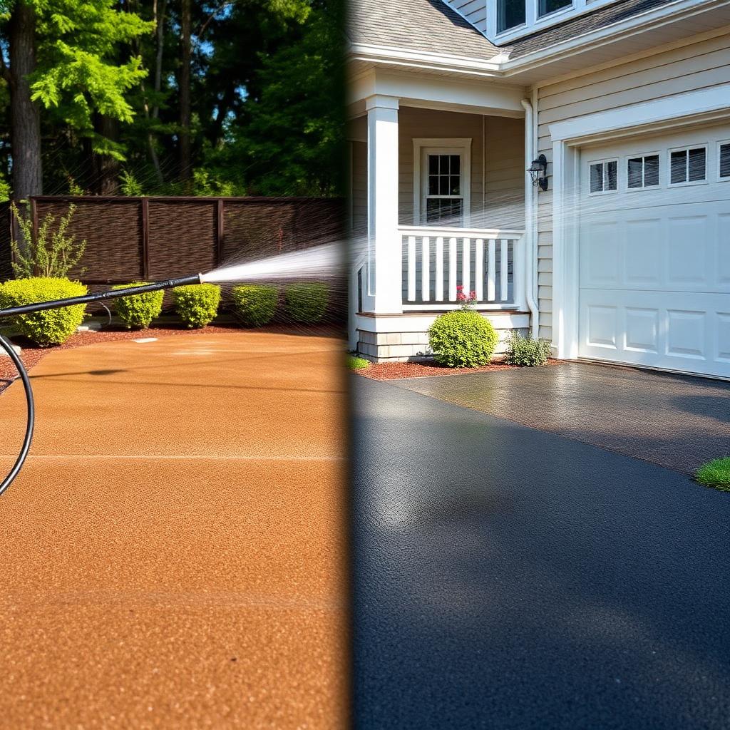 Annual pressure wash. Same driveway, twenty minutes apart.